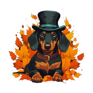 Pilgrim Dachshund Cute Thanksgiving Fall Autumn Dog Lvoers T-Shirt