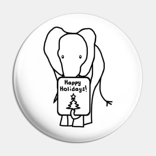 Christmas Elephant says Happy Holidays Line Drawing Pin