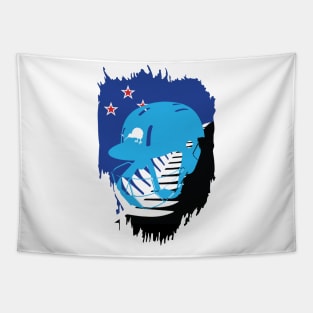 New Zealand Cricket Player Batsman Helmet Design Tapestry