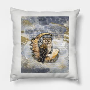 Golden Lunar Owl Pillow