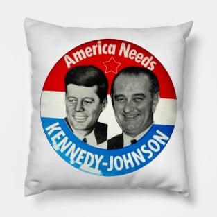 Kennedy - Johnson 1960 Presidential Campaign Button Design Pillow