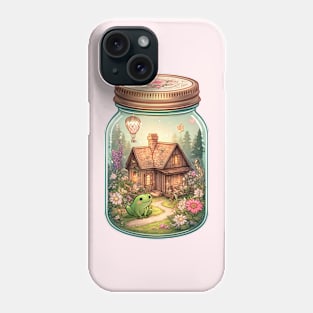 Enchanting Cottagecore Mason Jar with Frog Phone Case