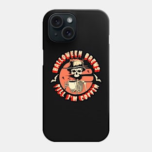 Halloween coffee drinker skeleton Phone Case