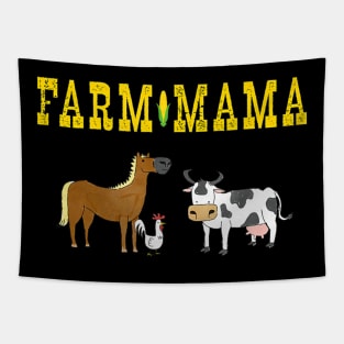 Farm Mama Cute Barnyard Animals Horse Cow Chicken Farmer Mom Tapestry