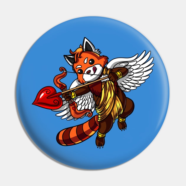 Red Panda Bear Cupid Pin by underheaven