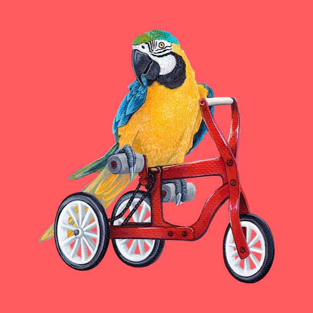 Parrot Macaw on Bike by ruta13art