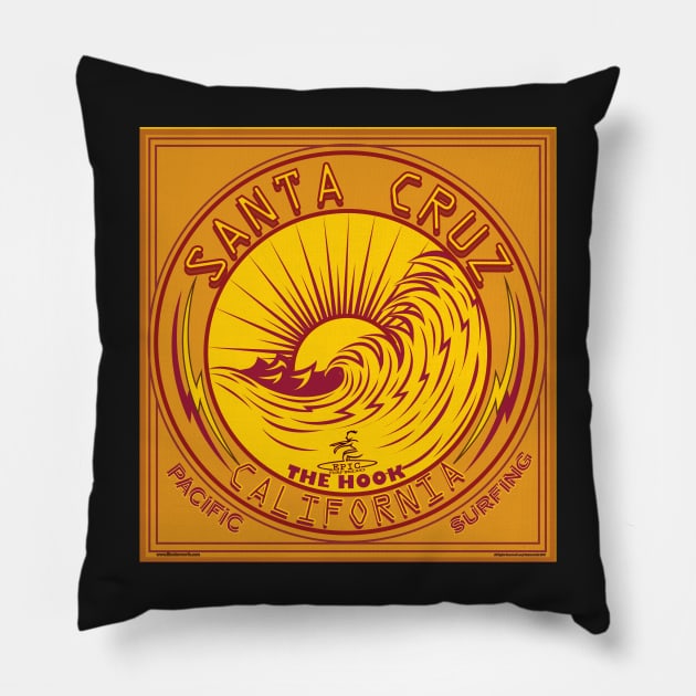 Santa Cruz California Surfing Pillow by Larry Butterworth