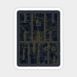 Hanover, Germany City Map Typography - Gold Art Deco Magnet