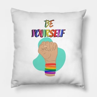 Be Yourself - Rainbow Bands - Gay Pride Pillow