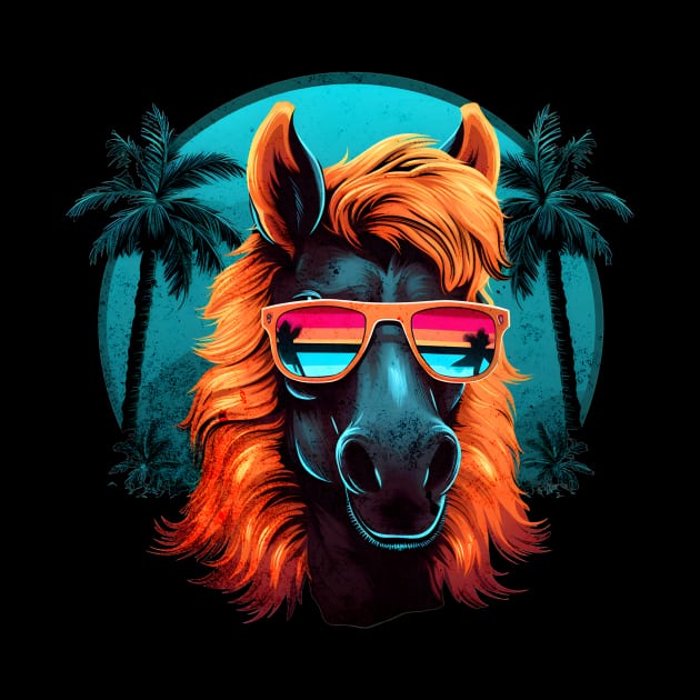 Retro Wave Shetland Pony Horse by Miami Neon Designs