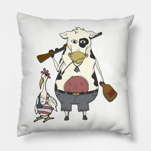 Cow and Chicken do 'merica! Pillow by moose_cooletti