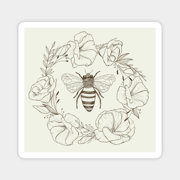 Honey Bee in a Lisianthus Wreath Magnet by LauraKatMax