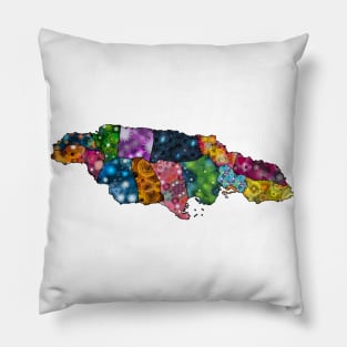 Spirograph Patterned Jamaica Parishes Map Pillow