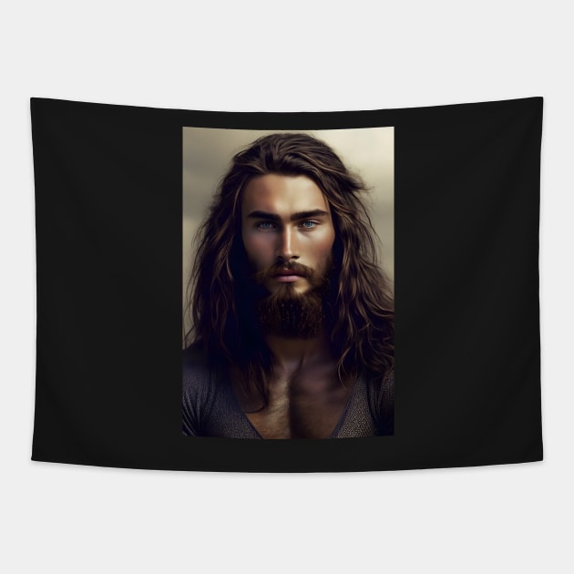 The man with long hair Tapestry by PenguiQueer