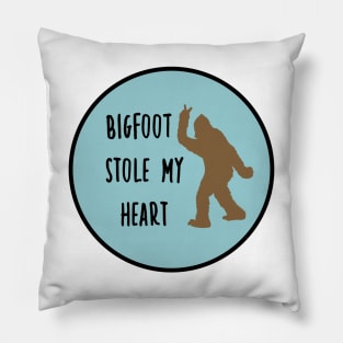 Bigfoot Stole My Heart Blue Sky Pillow