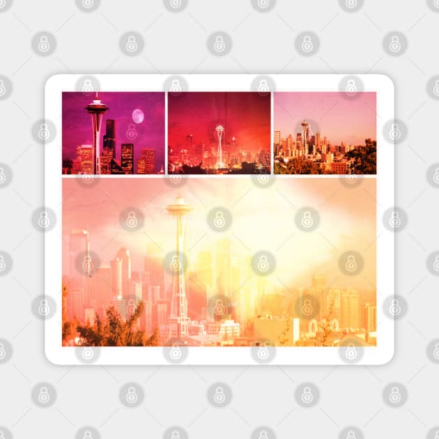 Shades of Red Space Needle Collage Magnet by Christine aka stine1