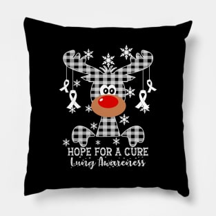 Reindeer Hope For A Cure Lung Awareness Christmas Pillow