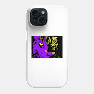 ANGRY CAT POP ART - VIOLET YELLOW BLACK Phone Case