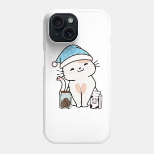 Funny white cat is having a midnight snack Phone Case