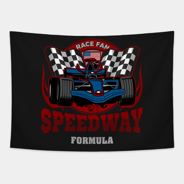 Formula Racing USA Race Fan Speedway Tapestry by RadStar