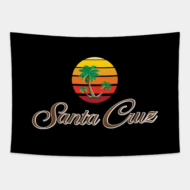 Surf City Santa Cruz Logo Pack Sticker with Palm Classic Lines Dark Tapestry by PauHanaDesign