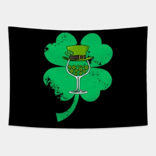 St Patrick Leprechaun Hat Wine Glass Shamrock Tapestry