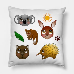 Sparkly Eyed Australian Animals, Pillow