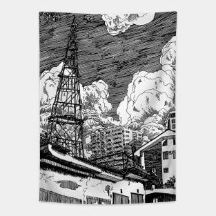 Electric tower Tapestry