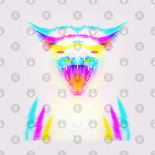 Dramabite Blue Yellow Magenta CMYK Glitch Cat Kitten by dramabite