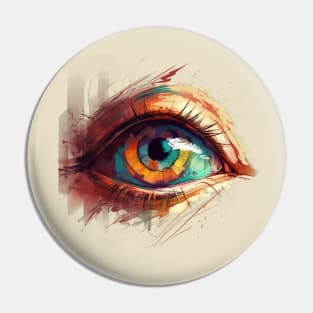 Fiery Gaze: A Surrealistic Eye Pin