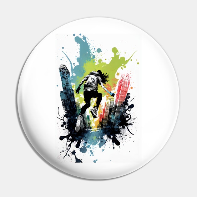 Urban Parkourist Spray Painting Pin by TortillaChief