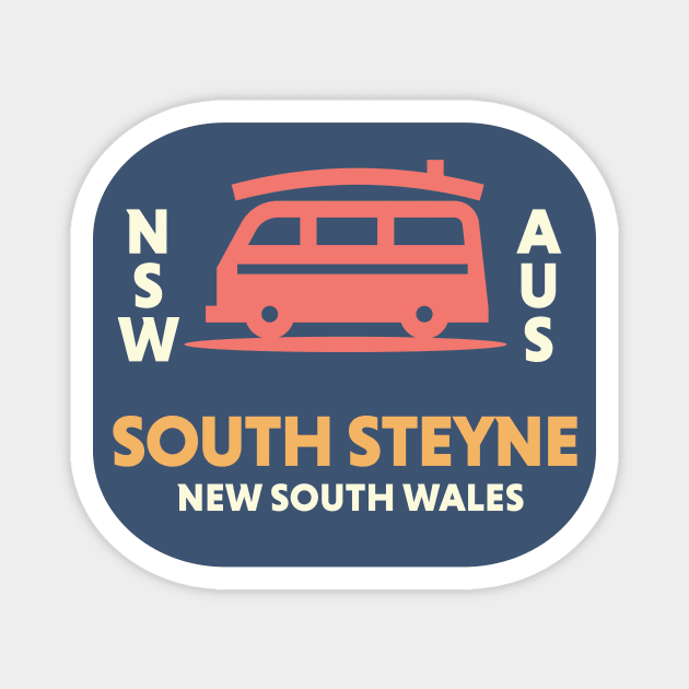 Retro Surfing Emblem South Steyne NSW Australia // Vintage Surfing Badge Magnet by Now Boarding