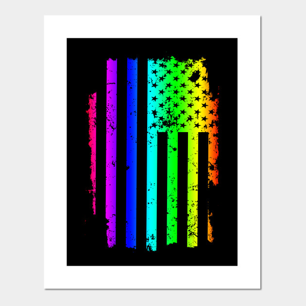 Gay Pride American Flag Awesome Rainbows Gift Lgbt Posters