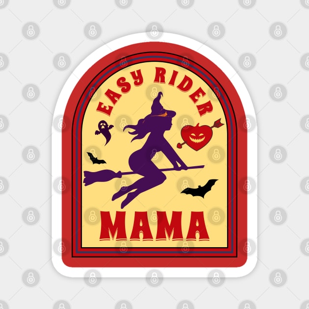 Halloween Witch Spooky Mama Flying on a Broom Magnet by antarte