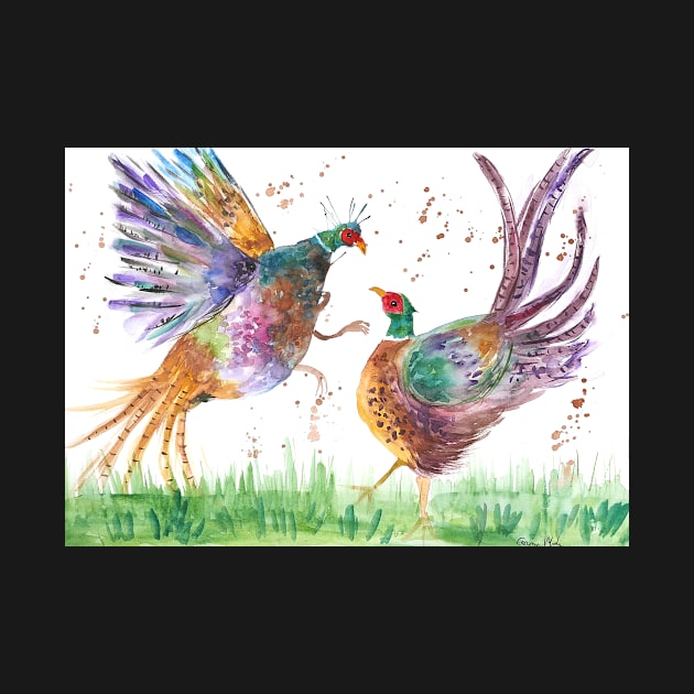 Two Pheasants Fighting by Casimirasquirkyart