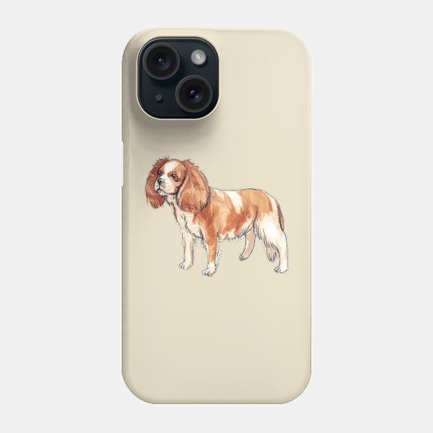 Watercolor Dog Cavalier King Charles Spaniel Phone Case by voidea