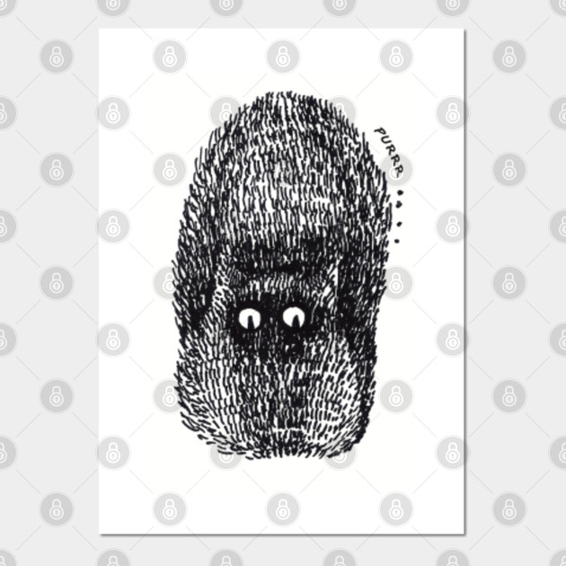 Cute Surprised Black Cat Pusheen Plakat I Druk Artystyczny