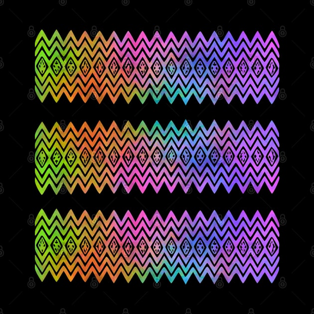 Colourful Pink and Yellow Zigzag Silhouette Digital Art by Mazz M