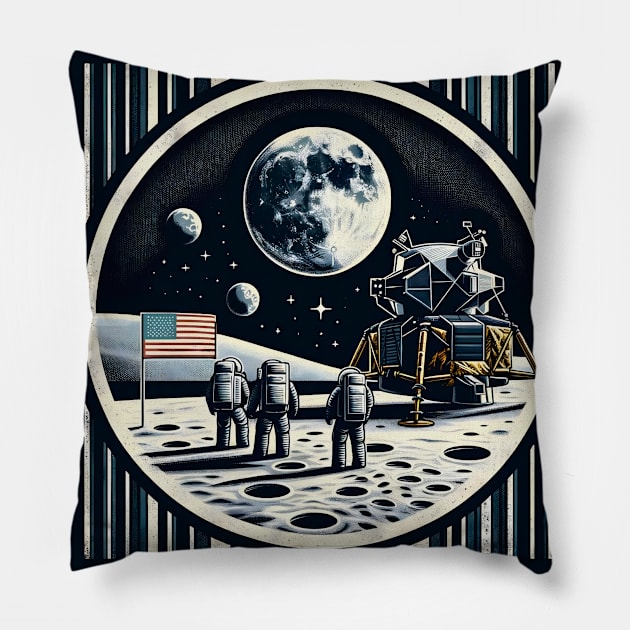 Apollo 11 Moon Mission Tribute Tee Pillow by Graphic Wonders Emporium