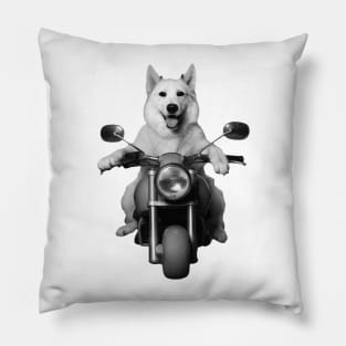 Biker Dog on Motorcycle Pillow
