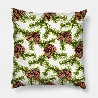 Fir Branch with Pine Cone Pattern Pillow