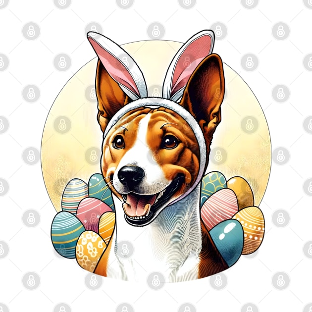 Basenji with Bunny Ears Celebrates Easter Festivities by ArtRUs