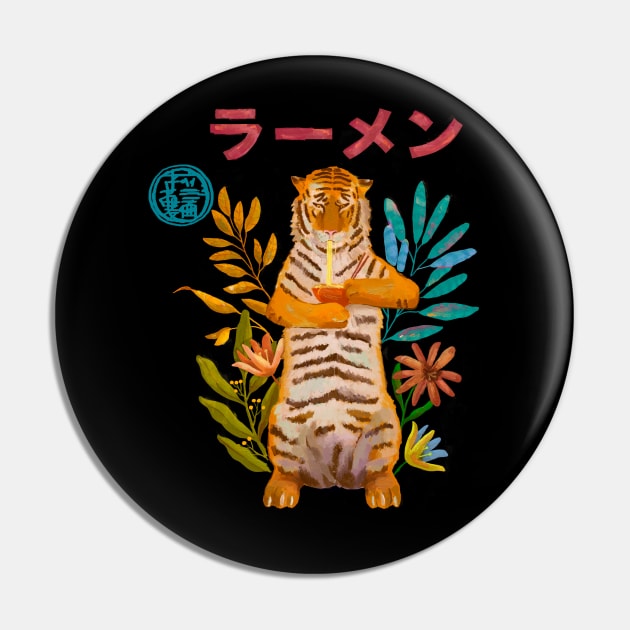 Tiger eating a ramen Pin by BOO