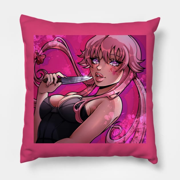 Yuno Gasai - Future Diary / Mirai Nikki Pillow by Fentiocean