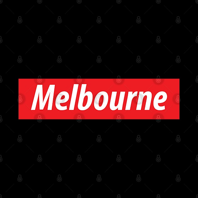​'Melbourne' white text on a red background by keeplooping
