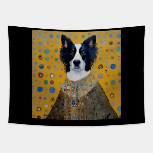 Gustav Klimt Style Black and White Dog in Ceremonial Robe Tapestry