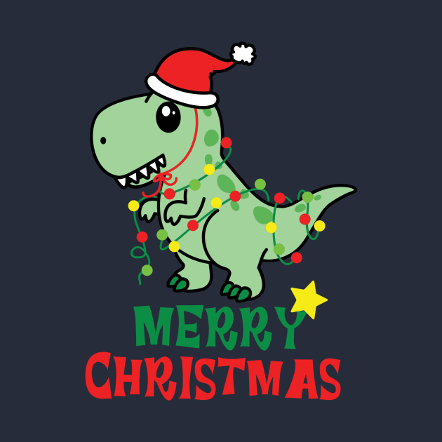 Merry Christmas Dinosaur Design by Tshirt design fun