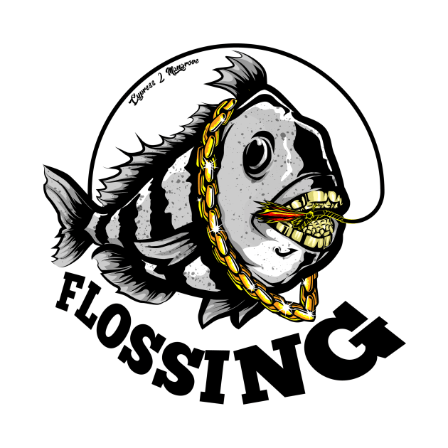 Flossing Sheepshead - Fish Art by CypressMangrove