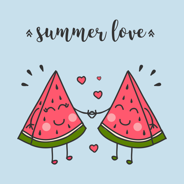 Cute Watermelon In Love by superdupertees