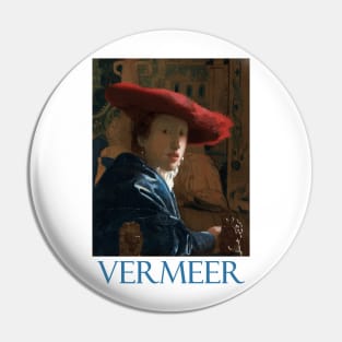 Girl with a Red Hat by Johannes Vermeer Pin